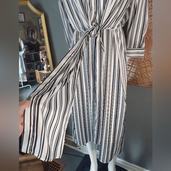 Zara Striped Black and White Women's Midi Dress - Picture 10 of 14